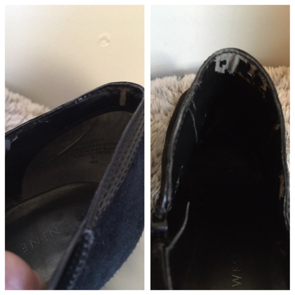 💕Nine West Black Suede Taglia Staked Heel Bootie - Picture 8 of 8